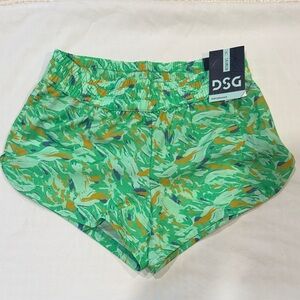 DSG Women's Athletic Shorts with Green and Orange Pattern